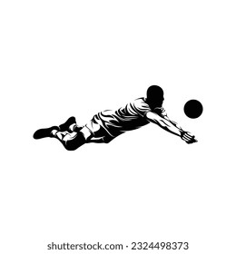 Silhouette male volleyball player vector illustration on white background.