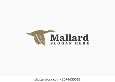 silhouette mallard icon logo design vector illustration. creative flying mallard symbol logo vector design template with brush art, line art and modern styles