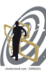Silhouette of the man. An abstract background