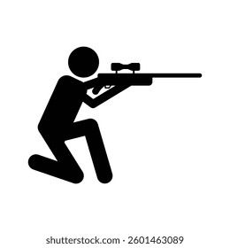 Silhouette of a man aiming with a rifle vector icon