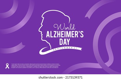 silueta de un hombre con el diseño del logo de alzheimer para el día mundial. fondo abstracto vectorial