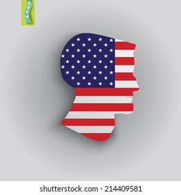 silhouette of the man with the American flag