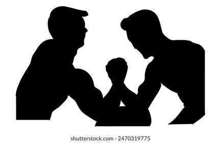 silhouette of man arm wrestling vector illustration