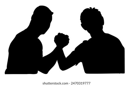 silhouette of man arm wrestling vector illustration