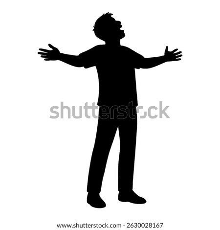 Silhouette of man with arms outstretched concept of freedom success achievement and celebration vector isolated