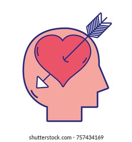 silhouette man with arrow inside heart
