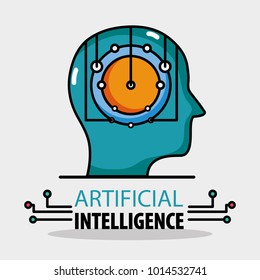 silhouette man with artificial brain intelligence
