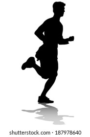 Silhouette of man athletes on running race
