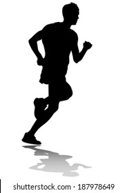 Silhouette of man athletes on running race