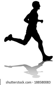 Silhouette of man athletes on running race