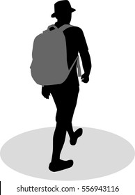 Silhouette Of A Man With Backpack - Traveler.