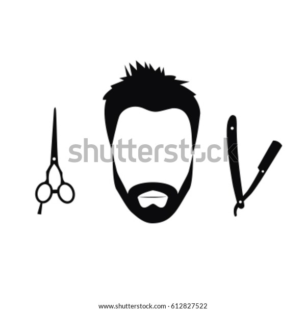 Silhouette Man Barber Tools Haircut Icons Stock Vector (Royalty Free ...