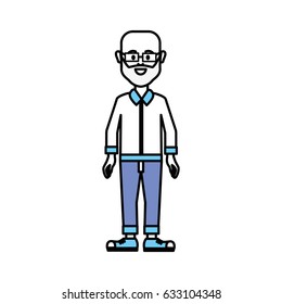 silhouette man with beard, glasses and casual cloth