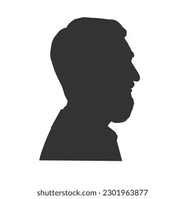 Silhouette of a man with a beard in profile. Back shape. Vector illustration