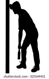 Silhouette of a man with a beer bottle, drunk man