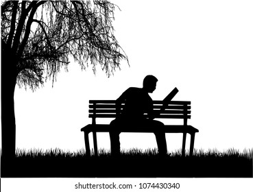 Silhouette of a man with a book.