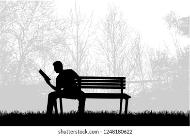 Silhouette of a man with a book.