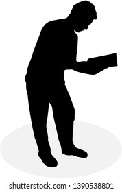 Silhouette of a man with a book.