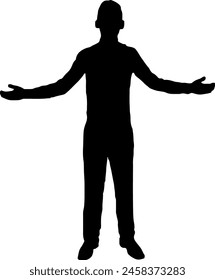 A silhouette of a man with both arms spread out.