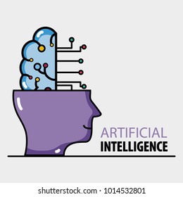 silhouette man with brain circuits
