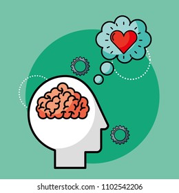 silhouette man brain love creative idea