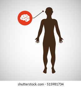 silhouette man with brain organ body icon vector illustration eps 10