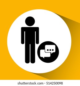 silhouette man bubble speech social network design vector illustration eps 10