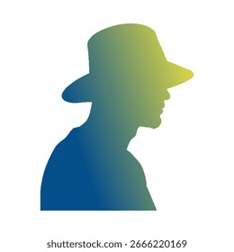 Silhouette Mann mit Eimer Hut Farbverlauf Hintergrund
