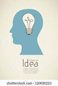 Silhouette of man with bulb representing an idea, vector illustration
