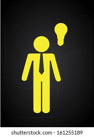 Silhouette of man with bulb representing an idea vector illustration