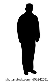 Silhouette Man Calmly Stands Black Stock Vector (Royalty Free ...