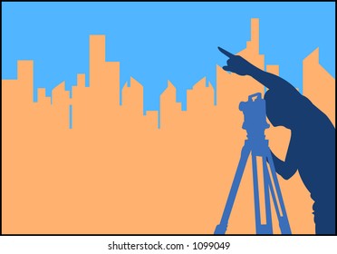 Silhouette of man with a camera