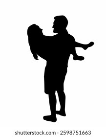 Silhouette of Man Carrying His Girlfriend with Love