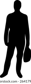 Silhouette of a man carrying a work bag