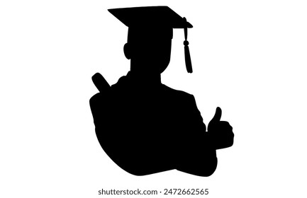 silhouette of man celebrating graduation