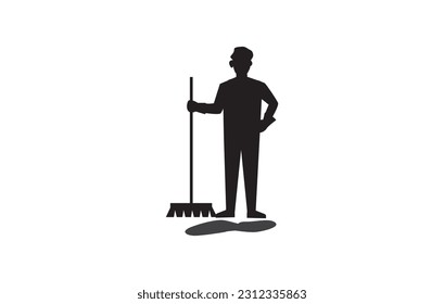 silhouette of a Man Cleaning illustration vector eps