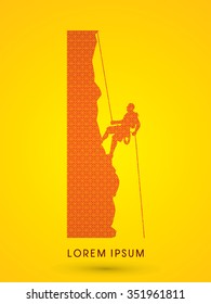 Silhouette Man climbing on a cliff, designed using luxury pattern graphic vector.