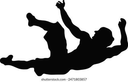 Silhouette of Man Climbing Rock. Isolated on White Background. Vector Illustration in Flat Style.