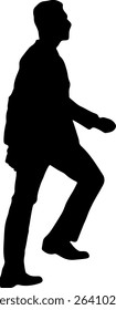 Silhouette of a man climbing stairs