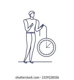 silhouette of man with clock in white background vector illustration design