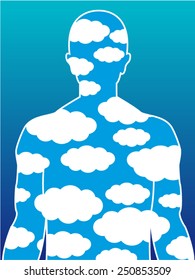 Silhouette of man with clouds insight
