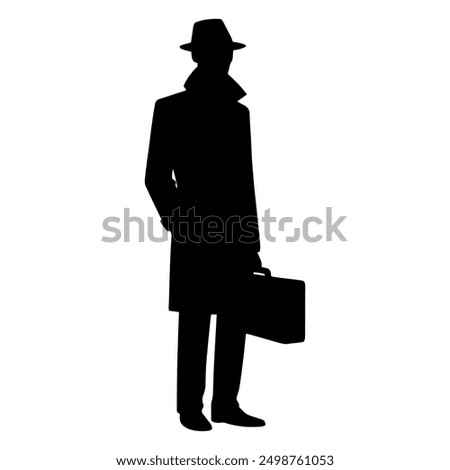 Silhouette of a man in a coat and hat