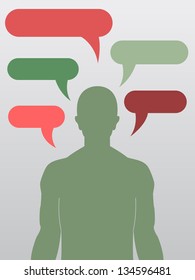 Silhouette of Man with Comic Bubbles