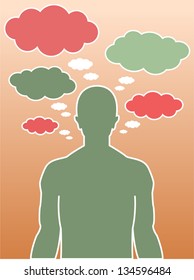 Silhouette of Man with Comic Bubbles