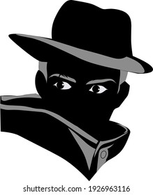 the silhouette of the man in the cowboy hat. vector.
