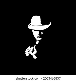 silhouette man cowboy vector illustration