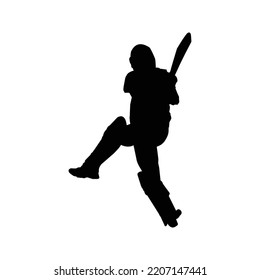 Silhouette man cricket player vector illustration 