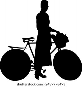 Silhouette man cycling on isolated vector