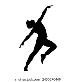 silhouette of a man dancer on white