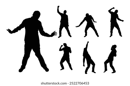 Silhouette of a Man Dancing at Disco. Leisure activities and music party people concept vector